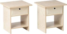 img 4 attached to 🗄️ Ivory Faux Marble End Table Nightstand Storage: FURINNO Bin Drawer 2-Pack