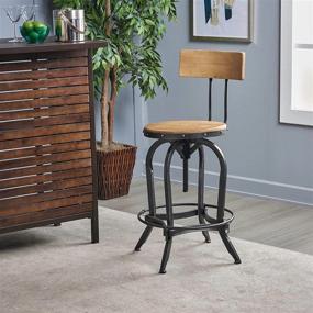 img 3 attached to 🪑 Ximen Fir Wood Barstool with Backrest by Christopher Knight Home - Naturally Antique Finish