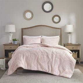 img 4 attached to 🛏️ Madison Park Arya Medallion Pattern Ultra Soft Luxury Premium Plush Comforter Set - Full/Queen Size in Blush