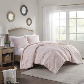 img 3 attached to 🛏️ Madison Park Arya Medallion Pattern Ultra Soft Luxury Premium Plush Comforter Set - Full/Queen Size in Blush