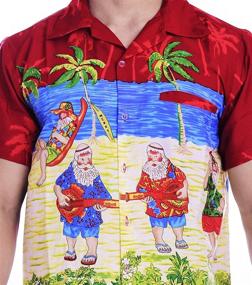 img 3 attached to Holiday Santa Claus Hawaiian Shirt: Festive Christmas Party Vacation Beach Red Men/Women's Shirt