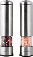 🔋 premium electric salt and pepper grinder set: battery operated stainless steel mills with light - automatic shakers for adjustable coarseness (2 mills) logo