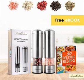 img 1 attached to 🔋 Premium Electric Salt and Pepper Grinder Set: Battery Operated Stainless Steel Mills with Light - Automatic Shakers for Adjustable Coarseness (2 mills)