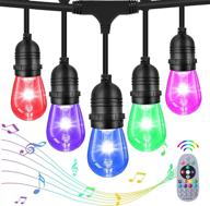 mfox 48ft color changing outdoor string lights: music sync, waterproof patio decor with remote control logo