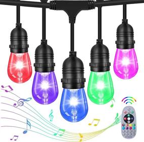 img 4 attached to MFOX 48FT Color Changing Outdoor String Lights: Music Sync, Waterproof Patio Decor with Remote Control