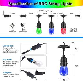 img 2 attached to MFOX 48FT Color Changing Outdoor String Lights: Music Sync, Waterproof Patio Decor with Remote Control