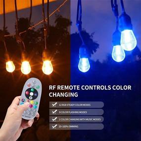 img 3 attached to MFOX 48FT Color Changing Outdoor String Lights: Music Sync, Waterproof Patio Decor with Remote Control