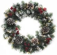 🎄 vibrant 18 inch outdoor christmas wreath: lighted mixed decorations & plastic snowflakes, ideal for front door, fireplaces, walls, and porch decor логотип