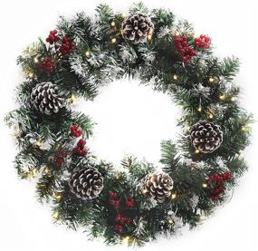 img 4 attached to 🎄 Vibrant 18 Inch Outdoor Christmas Wreath: Lighted Mixed Decorations & Plastic Snowflakes, Ideal for Front Door, Fireplaces, Walls, and Porch Decor