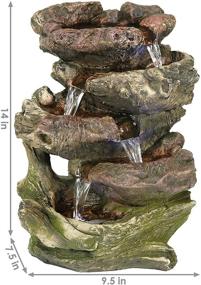 img 1 attached to 🌊 Sunnydaze Tabletop Fountain with LED Lights: A Calming 14 Inch Rock Falls Indoor Waterfall Feature for Relaxation and Serenity