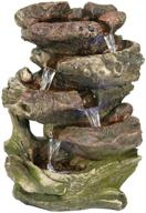 🌊 sunnydaze tabletop fountain with led lights: a calming 14 inch rock falls indoor waterfall feature for relaxation and serenity logo