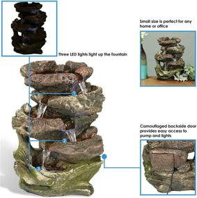 img 2 attached to 🌊 Sunnydaze Tabletop Fountain with LED Lights: A Calming 14 Inch Rock Falls Indoor Waterfall Feature for Relaxation and Serenity