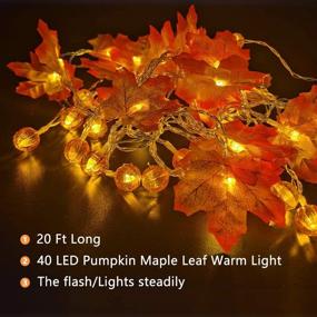 img 3 attached to 🍁 KRX Thanksgiving Decoration 2 Pack Pumpkin Maple Leaf String Lights: 20 Ft, 40 LED, Battery Operated, Autumn Home Party, Indoor Outdoor, Fall Leaves Garland for Thanksgiving Décor (Orange Yellow)