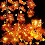 🍁 krx thanksgiving decoration 2 pack pumpkin maple leaf string lights: 20 ft, 40 led, battery operated, autumn home party, indoor outdoor, fall leaves garland for thanksgiving décor (orange yellow) логотип