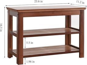 img 3 attached to Bamboo Entryway Shoe Rack Bench with 3 Tiers of Storage for Hallway Living Room Bedroom Corridor, Brown - 23.6"(L) x 11.2"(W) x 16.5"(H)