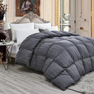 🛏️ luxurious lightweight goose down comforter queen size duvet with exquisite gray stripe design - 1200 thread count egyptian cotton, 750+ fill power, 45 oz fill weight logo