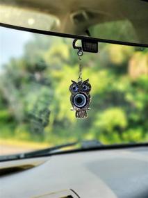 img 2 attached to 🦉 Lucky Silver Owl and Evil Eye Protection Pendant Decor - Blessed Charm for Home Keys, Purse & Bags - Decorative Accessories and Car Ornaments for Rear View Mirror