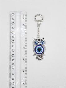 img 3 attached to 🦉 Lucky Silver Owl and Evil Eye Protection Pendant Decor - Blessed Charm for Home Keys, Purse & Bags - Decorative Accessories and Car Ornaments for Rear View Mirror