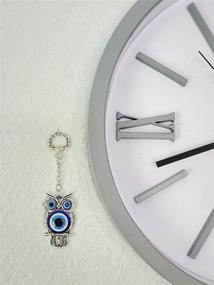 img 1 attached to 🦉 Lucky Silver Owl and Evil Eye Protection Pendant Decor - Blessed Charm for Home Keys, Purse & Bags - Decorative Accessories and Car Ornaments for Rear View Mirror