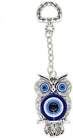 img 4 attached to 🦉 Lucky Silver Owl and Evil Eye Protection Pendant Decor - Blessed Charm for Home Keys, Purse & Bags - Decorative Accessories and Car Ornaments for Rear View Mirror