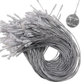 img 4 attached to 🎄 GuassLee 200-Pack Silver Christmas Ornament Hanger Snap-Locking String, Pre-cut Hanging Ropes Fasteners Polyester Strings for Christmas Tree Decoration