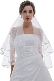 img 4 attached to 👰 Crystal Circular Veil Tier Ribbon Women's Special Occasion Accessories