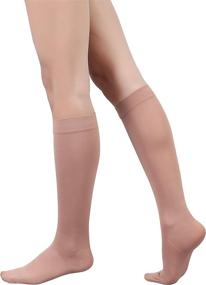 img 3 attached to 🧦 +MD Men and Women Medical Compression Socks - Opaque Microfiber Knee High Support Stockings, 15-20 mmHg Graduated Compression for Swelling, Varicose Veins, Thrombosis - Nude