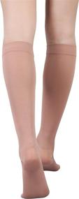 img 2 attached to 🧦 +MD Men and Women Medical Compression Socks - Opaque Microfiber Knee High Support Stockings, 15-20 mmHg Graduated Compression for Swelling, Varicose Veins, Thrombosis - Nude