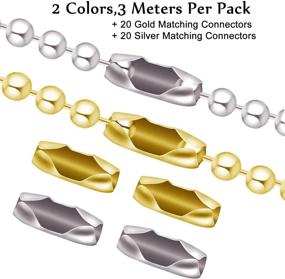 img 3 attached to 🔗 BronaGrand 20 Feet 3.2mm Beaded Pull Chain Roller Chain Extension with 40pcs Matching Connectors - Silver & Gold, 10 Feet per Color