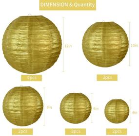 img 3 attached to 🏮 10-Pack Gold Round Paper Lanterns: Exquisite Hanging Chinese/Japanese Paper Lanterns for Christmas, New Year, Wedding, Party Decor & More