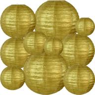 🏮 10-pack gold round paper lanterns: exquisite hanging chinese/japanese paper lanterns for christmas, new year, wedding, party decor & more логотип