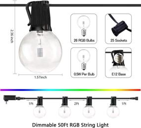 img 3 attached to 🌟 Yuusei 50Ft RGB LED Globe String Light with 25+1 G40 E12 Edison Bulbs: Waterproof & Remote Control - Ideal for Outdoor Garden, Party, Shop Decoration