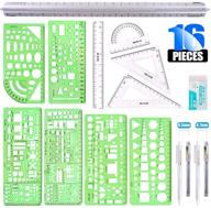 📐 glarks 16-piece measuring templates for building formwork, stencils, geometric drawing, rulers, triangular architect scale ruler, pencil, lead refills, and eraser - ideal for office and school use logo