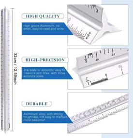 img 1 attached to 📐 Glarks 16-Piece Measuring Templates for Building Formwork, Stencils, Geometric Drawing, Rulers, Triangular Architect Scale Ruler, Pencil, Lead Refills, and Eraser - Ideal for Office and School Use