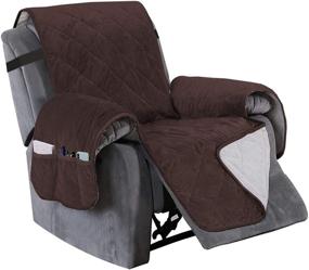 img 4 attached to 🛋️ Turquoize Velvet Recliner Cover: Elastic Straps, Pet-Friendly, Large Brown Sofa Slipcover for Furniture Protection