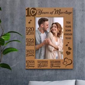 img 2 attached to KATE POSH Engraved Wood Picture Frame for 10th Wedding Anniversary – 10 Years of Love, 120 Months of Marriage (4x6 Vertical)