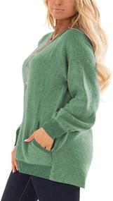 img 3 attached to 👚 DOLNINE Women's Plus Size Sweatshirts: Color Block Long Sleeve Pocket Shirts Tops - Comfortable and Stylish!