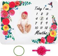 🌸 floral baby monthly milestone blanket: premium quality age month by month blanket for girls - ideal baby memory gift & growth chart blanket for newborns logo