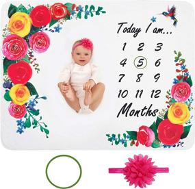 img 4 attached to 🌸 Floral Baby Monthly Milestone Blanket: Premium Quality Age Month by Month Blanket for Girls - Ideal Baby Memory Gift & Growth Chart Blanket for Newborns