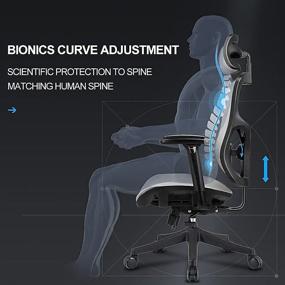img 1 attached to 🪑 ERGOUP Ergonomic Home Office Chair with Adjustable Lumbar Support, Headrest, and 3D Armrest - Tilt Function, Mesh Design, PU Wheels (Black, No Footrest)