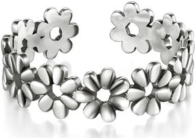 img 1 attached to 🌼 925 Sterling Silver Toe Ring: Daisy Flower Hawaiian Adjustable Band Ring, Supporting American Red Cross