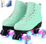 🛼 high-quality pu leather double-row roller skates for women & men - perfect for beginners & professionals, indoor & outdoor use, shiny four-wheel roller skates for girls unisex logo