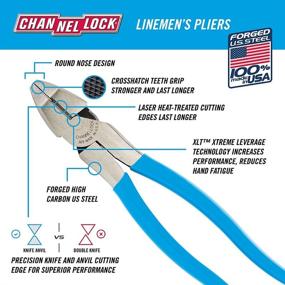 img 2 attached to 🔧 Клещи линейщика Channellock 369 длиной 9.5 дюймов с технологией Xtreme Leverage (XLT) для легкой резки с максимальной мощностью | Изготовлены из закаленной высокоуглеродистой стали | Произведены в США | Синяя рукоятка