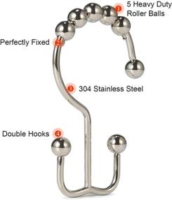 img 1 attached to 🚿 Goowin Stainless Steel Shower Curtain Hooks - Rust Proof Double Shower Rings for Shower Curtain, Curtain Liners - Nickel Finish