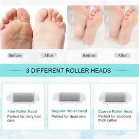 img 2 attached to 👣 Revive Your Feet with the Foot Scrubber Electric Foot File - Rechargeable Callus Remover for Silky Smooth Skin: IPX7 Waterproof Pedicure Tool with 3 Roller Heads and 2 Speeds, Perfect for Dead Skin and Cracked Heels
