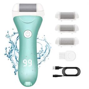 img 4 attached to 👣 Revive Your Feet with the Foot Scrubber Electric Foot File - Rechargeable Callus Remover for Silky Smooth Skin: IPX7 Waterproof Pedicure Tool with 3 Roller Heads and 2 Speeds, Perfect for Dead Skin and Cracked Heels