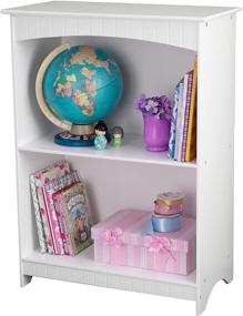 img 4 attached to 📚 White 2-Shelf Wooden Bookcase for Children - KidKraft Nantucket with Wainscoting Detail, Ideal Gift for Ages 3+