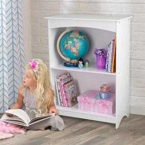 img 3 attached to 📚 White 2-Shelf Wooden Bookcase for Children - KidKraft Nantucket with Wainscoting Detail, Ideal Gift for Ages 3+