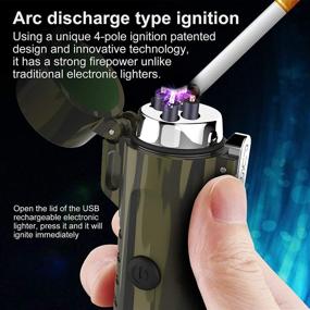 img 1 attached to 🔥 Camouflage USB Rechargeable Electric Waterproof Lighter: Windproof Arc Lighter with Flashlight for Outdoor Camping & Hiking