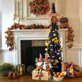 img 2 attached to 🎃 Black Tinsel Pop-Up Halloween Christmas Tree - 5ft Collapsible Pencil Design for Spooky Holiday Décor